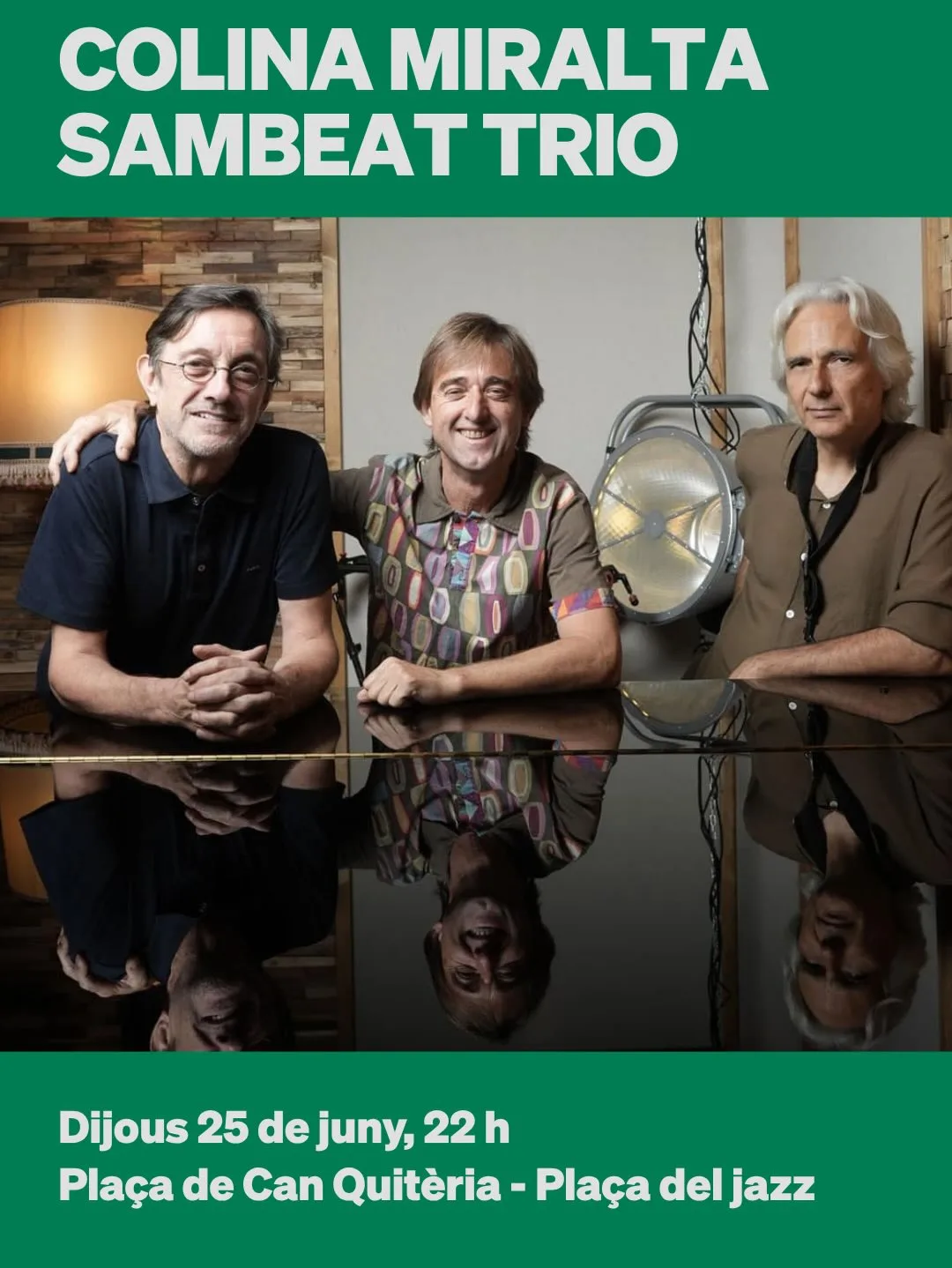 Cartell de Colina Miralta Sambeat Trio a la plaça de Can Quitèria